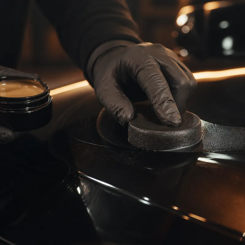 Hand-applying wax to a panel